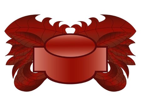 Decorative red frame with leavesの写真素材