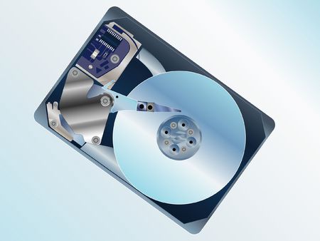 Inside hard disk on blueの写真素材