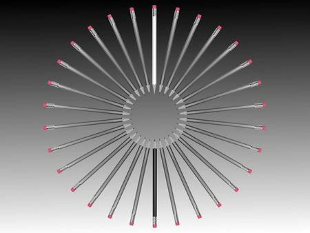 Black and white pencilsの写真素材