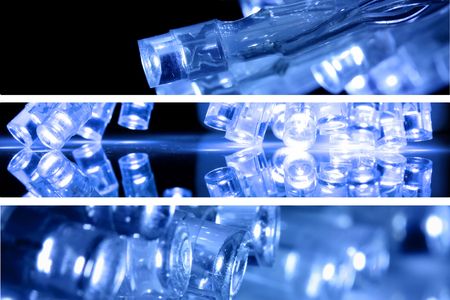 Blue LED lights - multiple imagesの写真素材