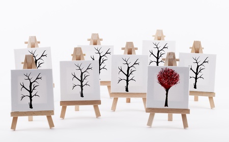 Artwork showing originality concept on a white background 