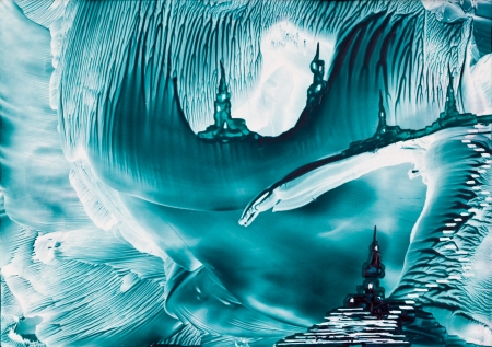 Underground fantasy castles painting in waxの写真素材