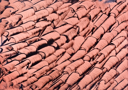 Old rooftop tiles painting in encaustic waxの写真素材