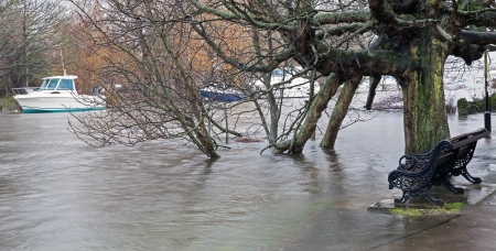 River Avon burst UK 2014 - Christchurch in Dorset UK の写真素材