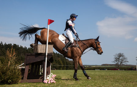 BURNHAM MARKET, NORFOLK/ENGLAND - APRIL 13th 2017: Burnham Market International Horse Trials 2017 cross country jumpsのeditorial素材