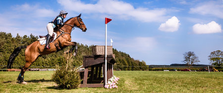 BURNHAM MARKET, NORFOLK/ENGLAND - APRIL 13th 2017: Burnham Market International Horse Trials 2017 cross country jumpsのeditorial素材