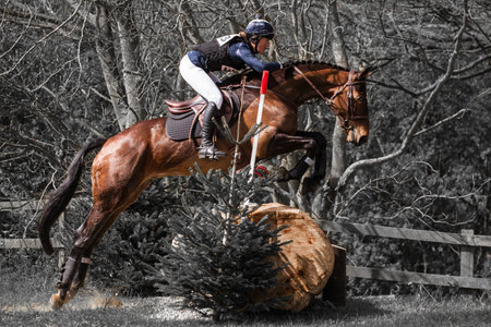BURNHAM MARKET, NORFOLK/ENGLAND - APRIL 13th 2017: Burnham Market International Horse Trials 2017 Jane Duncan riding Treworder cross country eventのeditorial素材