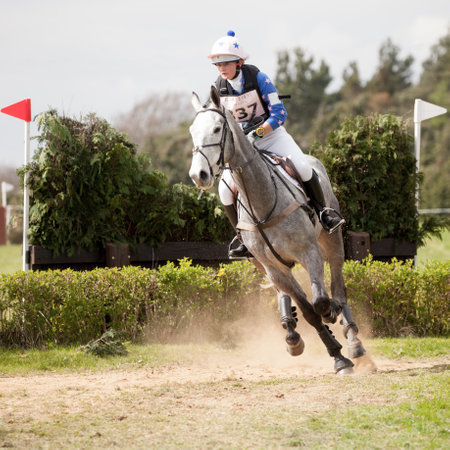 BURNHAM MARKET, NORFOLK/ENGLAND - APRIL 13th 2017: Burnham Market International Horse Trials 2017 cross country eventのeditorial素材