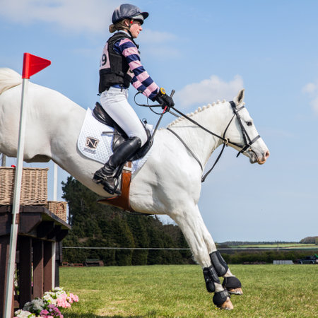 BURNHAM MARKET, NORFOLK/ENGLAND - APRIL 13th 2017: Burnham Market International Horse Trials 2017 cross country jumpsのeditorial素材
