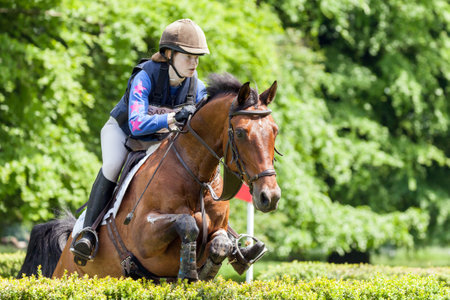 HOUGHTON, NORFOLK/ENGLAND - May 27th 2017: Houghton International Horse Trials 2017 Emily Rucker riding Cesano H. Including cross country, eventing, show jumping and dressage at the top levelのeditorial素材