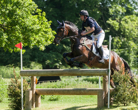 HOUGHTON, NORFOLK/ENGLAND - May 27th 2017: Houghton International Horse Trials 2017 Greg Kinsella riding Watermill Rocks. Including cross country, eventing, show jumping and dressage at the top levelのeditorial素材