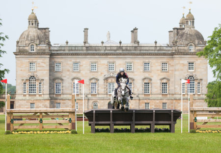 HOUGHTON, NORFOLK/ENGLAND - May 27th 2017: Houghton International Horse Trials 2017 Helen Shaw riding Glenmiskan II. Including cross country, eventing, show jumping and dressage at the top levelのeditorial素材