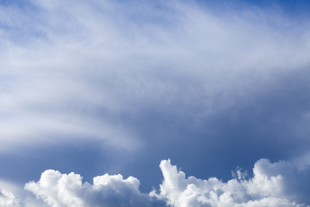 Freash air blue sky with white fluffy cloudsの写真素材