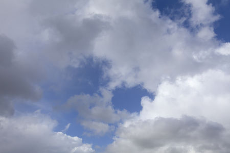 White and grey clouds with blue sky. Nature weather backgroundの写真素材