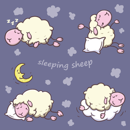 Sleeping sheeps setのイラスト素材