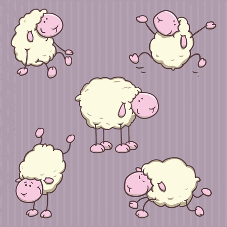Happy sheeps setのイラスト素材