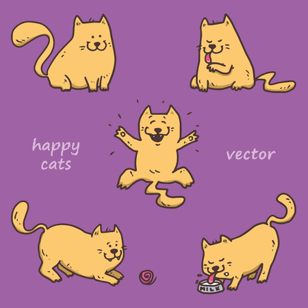 Happy cats setのイラスト素材