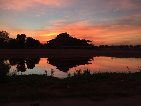 Ping river evening sky. Kamphaengphet, Thailandの素材