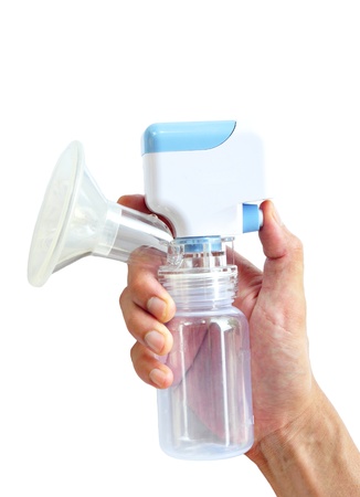 Hand Handle breast pump isolated on whiteの写真素材