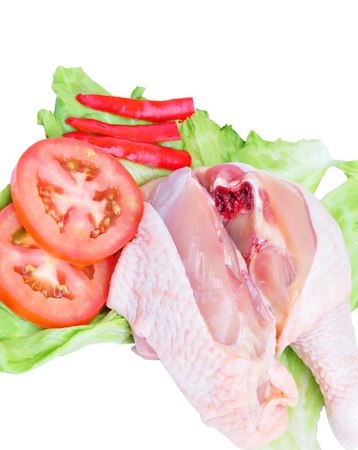 Raw chiken close-up on whiteの写真素材
