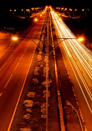 Light Trail at the busy highwayの写真素材