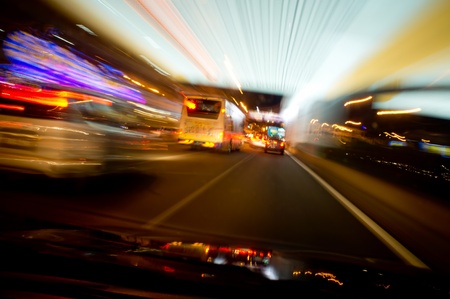 Abstract of light trail at busy street