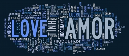 Love info-text cloud various language and arrangement の写真素材
