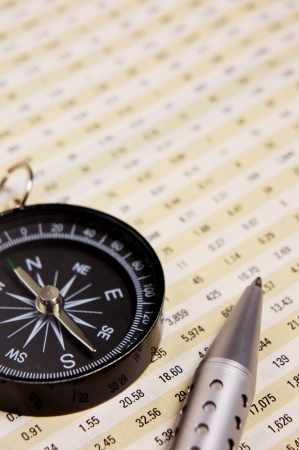 Business navigation with compass and diagramの写真素材