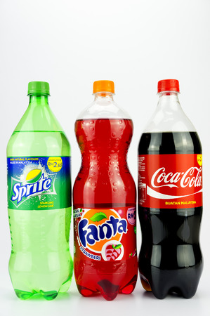 PUTRAJAYA,MALAYSIA -MAC 25,2015.Arrangement of Coca-Cola,Sprite and Fanta Drink. All drinks are produced and manufactured by The Coca-Cola Company, an American multinational beverage corporation.のeditorial素材