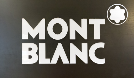 Putrajaya, Malaysia - January 3, 2017: Signage of Mont Blanc International GmbH store. It  is a German manufacturer of luxury writing instruments, watches, jewellery and leather goods.Kingdom.のeditorial素材