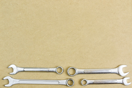 Arrangement of carpentry and set of hand tools. Frame composition with copy space top view.の写真素材