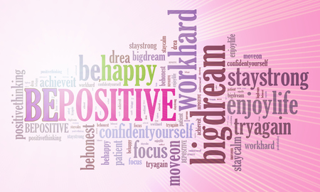 BE POSITIVE, BE HAPPY and other positive words. Positive thinking, attitude concept.の写真素材