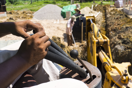 Digging hole for septic tank installation.の写真素材