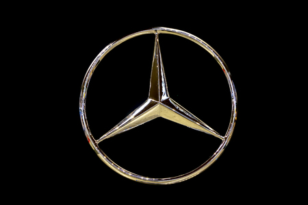KUALA LUMPUR, MALAYSIA - SEPT 10, 2017 : Close up image of Mercedes-Benz car logo. Mercedes-Benz is a global automobile manufacturer and a division of the German company Daimler AG.のeditorial素材