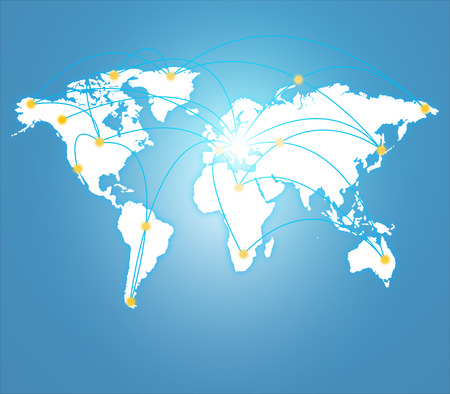 World connection concept. Illustration of world map point, line, composition, representing the global, Global network connection.の写真素材