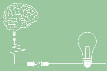 Creative brainstorm concept with light bulb and brainのイラスト素材