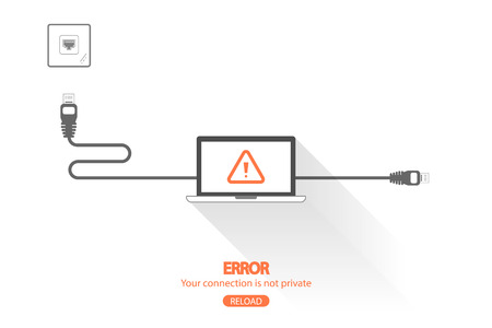 Internet connection is not private concept. Flat design vector and long shadow.のイラスト素材
