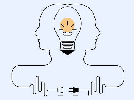 Teamwork concept for creative thinking with light bulb icon.のイラスト素材