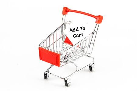 Add to Cart or basket, online shopping  concept. Shopping cart isolated on white background.の写真素材