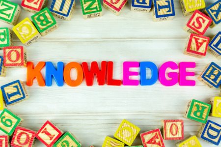 Alphabet letters with arrangement of Knowledge wording. Pre School, back to school and kindergarten concept.の写真素材