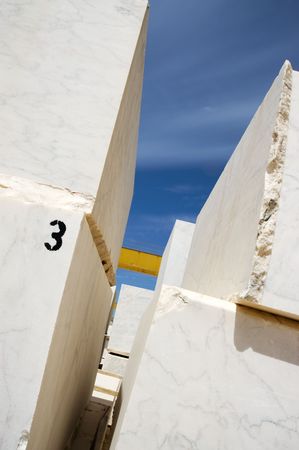 Marble blocks aligned in factory yard, Alentejo, Portugalの写真素材