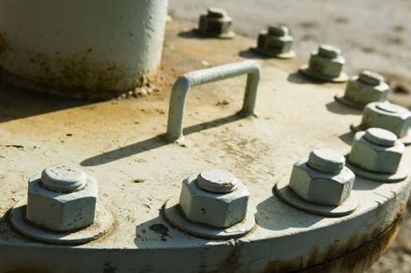 Detail of a pipework joint in a mainの写真素材