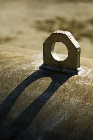 Back lit lift ring detail in a pipework の写真素材