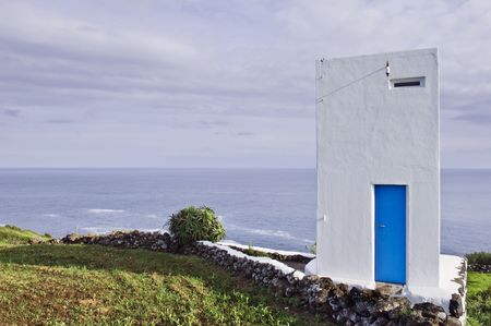 Whale watch tower hanging over the cliff, Pico island, Azoresの写真素材