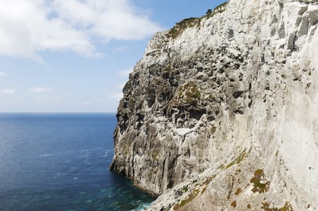 Volcanic geologic formation of Morro de Castelo Branco in Faial island, Azores, Portugalの写真素材