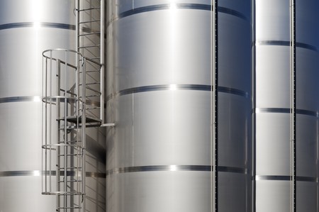 Stainless steel tanks in a modern winery, Alentejo, Portugalの写真素材
