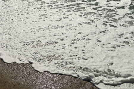 Closeup of beautiful white sea foam and wavesの写真素材