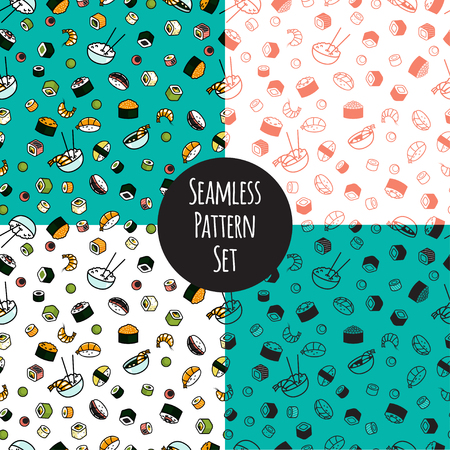Vector seamless sushi pattern setのイラスト素材