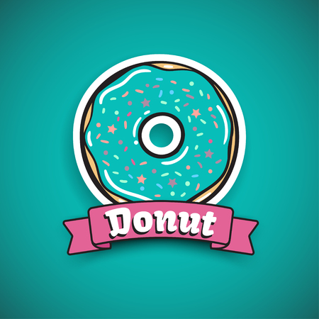 Sweet mint donut advertising bannerのイラスト素材