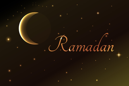 Ramadan crescent moon into the night sky. vector backgroundのイラスト素材